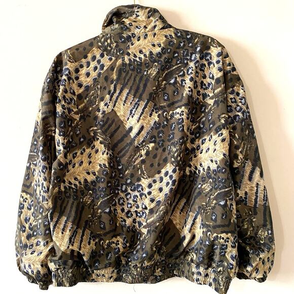 Active Studio Vintage Camo Pattern Jacket Size Extra Large Zip Front Elastic Hem - Picture 8 of 10